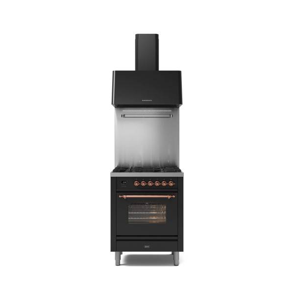P07N - 70 cm enamelled steel single oven range cooker 4 burners