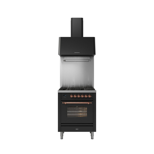P07N - 70 cm enamelled steel single oven range cooker 4 burners
