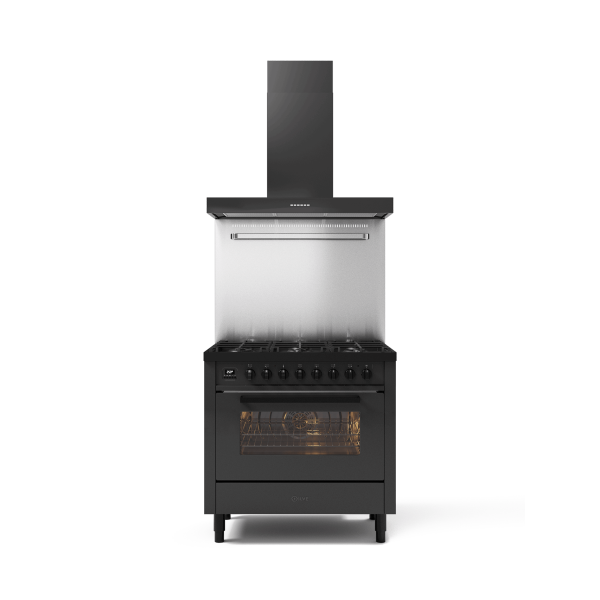 L09-MGD - 90 cm Black Black single oven range cooker 6 burners