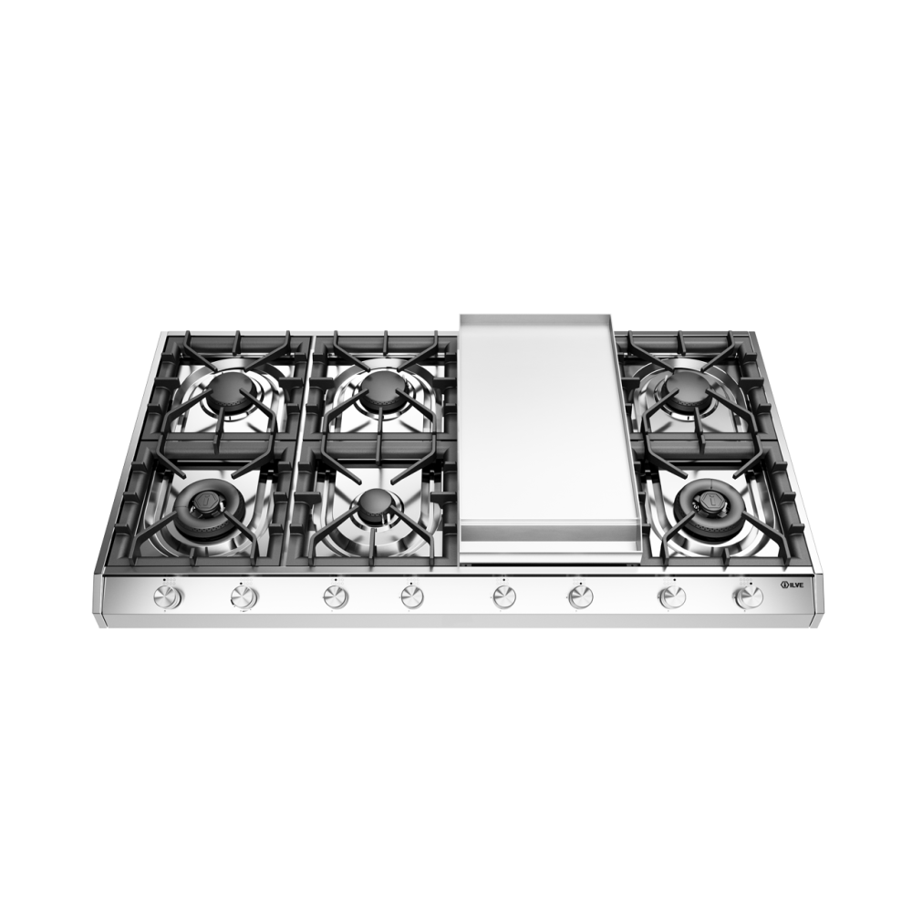 HCP1265FD - 120 cm freestanding gas hob 6 burners and fry top - Dual